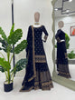 Load image into Gallery viewer, Navy Blue Glamorous Faux Georgette Plazo Set with Dupatta Clothsvilla