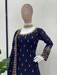 Load image into Gallery viewer, Navy Blue Glamorous Faux Georgette Plazo Set with Dupatta Clothsvilla