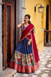 Load image into Gallery viewer, Navy Blue Kalamkari Printed Poly Chanderi Lehenga Set with Georgette Dupatta ClothsVilla