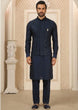 Load image into Gallery viewer, Navy Blue Kurta Pant Set With Jacket ClothsVilla