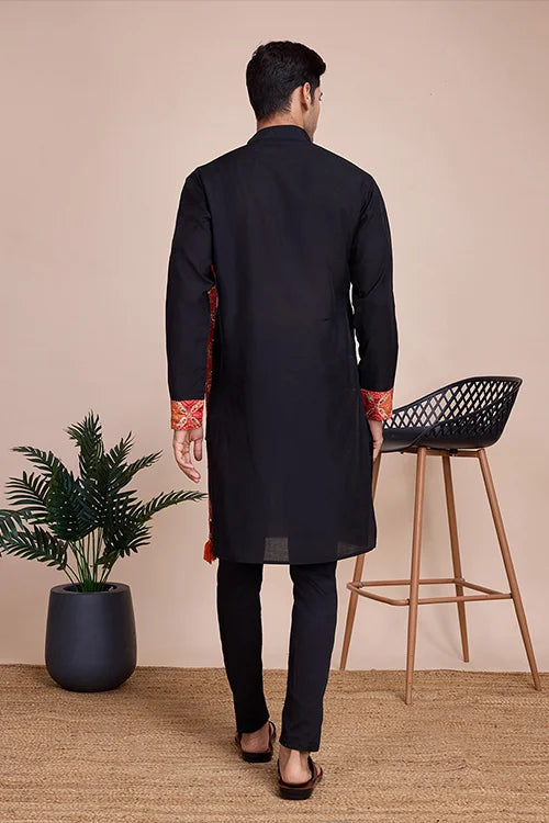 Navy Blue Men's Designer Kurta - Latest Festival Collection ClothsVilla