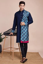 Load image into Gallery viewer, Navy Blue Men&#39;s Designer Kurta - Latest Festival Collection ClothsVilla