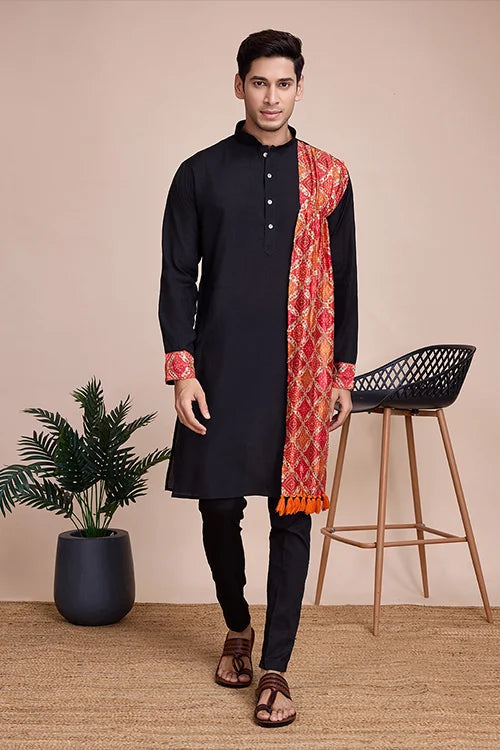 Navy Blue Men's Designer Kurta - Latest Festival Collection ClothsVilla Main image