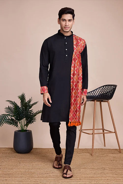 Navy Blue Men's Designer Kurta - Latest Festival Collection ClothsVilla