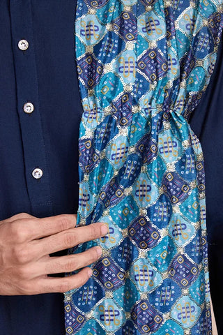 Navy Blue Men's Designer Kurta - Latest Festival Collection ClothsVilla