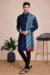 Load image into Gallery viewer, Navy Blue Men's Designer Kurta - Latest Festival Collection ClothsVilla
