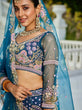 Load image into Gallery viewer, Navy Blue Multi-Color Sequin Embroidered Net Lehenga Choli Dupatta Set ClothsVilla