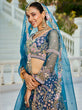 Load image into Gallery viewer, Navy Blue Multi-Color Sequin Embroidered Net Lehenga Choli Dupatta Set ClothsVilla