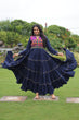 Load image into Gallery viewer, Navy Blue Navratri Special 14 Kg Reyon Gown with Kutchi Gamthi &amp; Mirror Hand Work – 4-Layer Frill, 10+ Meter Flair ClothsVilla