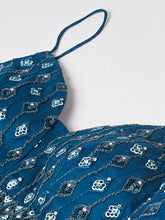 Load image into Gallery viewer, Navy Blue Net heavy Sequinse embroidery Semi-Stitched Lehenga choli &amp; Dupatta Clothsvilla