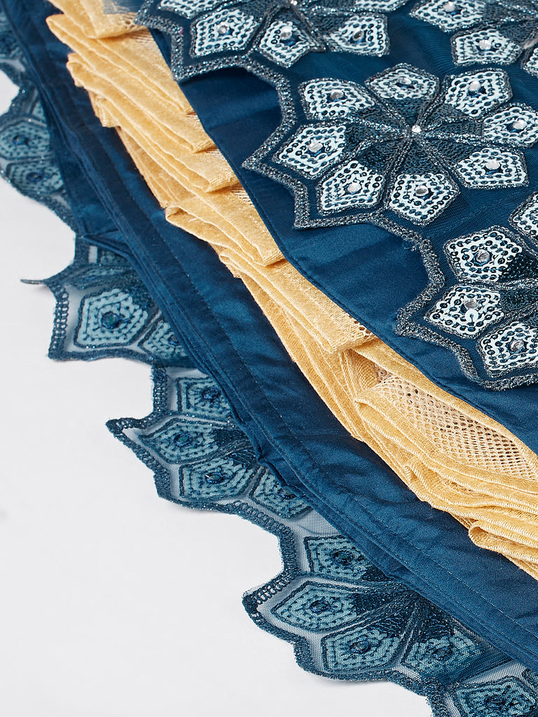Navy Blue Net heavy Sequinse embroidery Semi-Stitched Lehenga choli & Dupatta Clothsvilla
