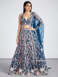 Load image into Gallery viewer, Navy blue Net Sequins and thread embroidery Semi-Stitched Lehenga choli &amp; Dupatta ClothsVilla