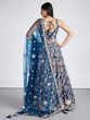 Load image into Gallery viewer, Navy blue Net Sequins and thread embroidery Semi-Stitched Lehenga choli &amp; Dupatta ClothsVilla