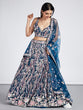 Load image into Gallery viewer, Navy blue Net Sequins and thread embroidery Semi-Stitched Lehenga choli &amp; Dupatta ClothsVilla