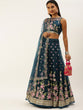 Load image into Gallery viewer, Navy Blue Net Sequinse Work Semi-Stitched Lehenga &amp; Unstitched Blouse, Dupatta Clothsvilla
