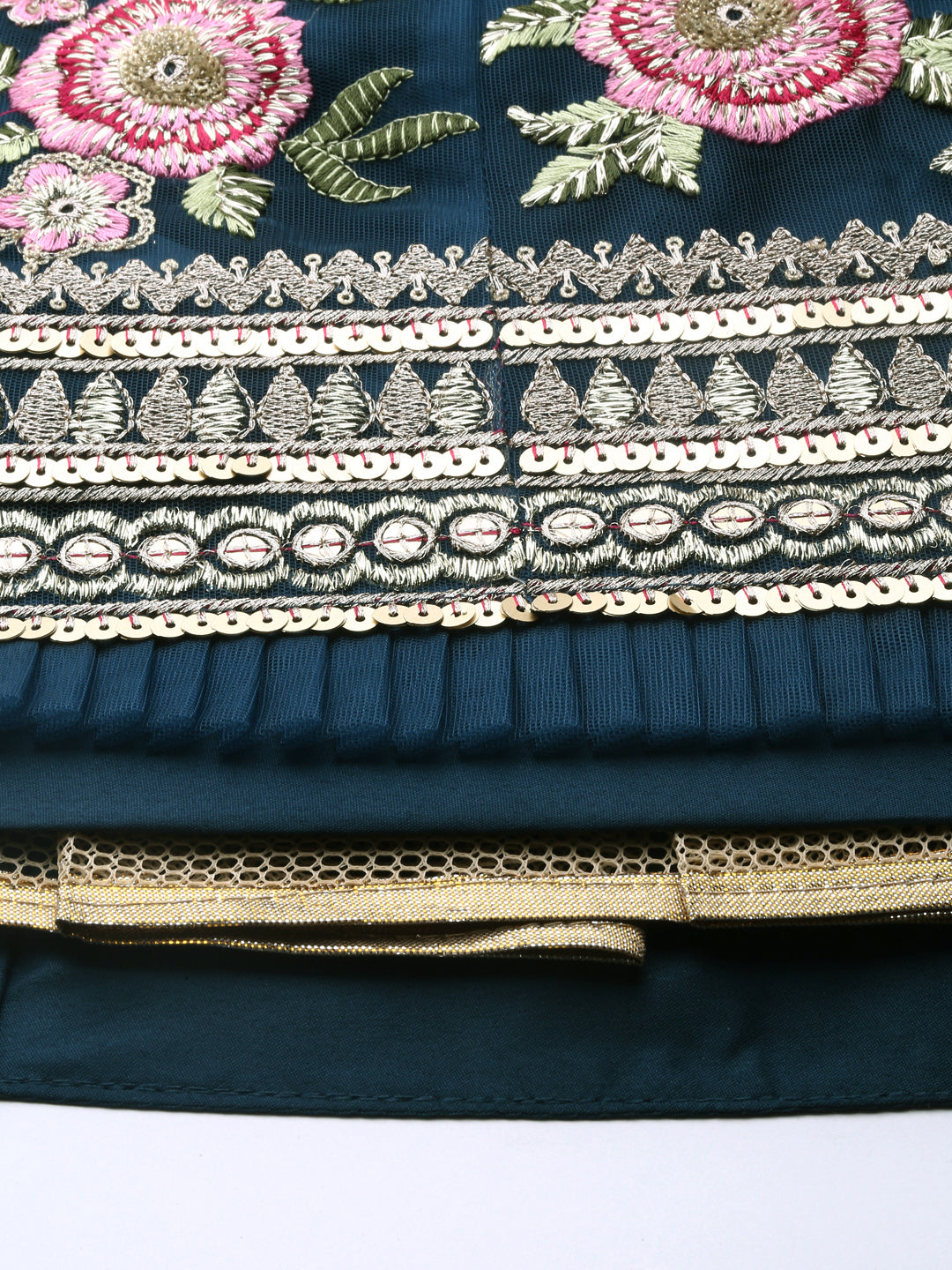 Navy Blue Net Sequinse Work Semi-Stitched Lehenga & Unstitched Blouse, Dupatta Clothsvilla