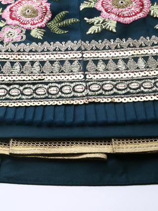 Navy Blue Net Sequinse Work Semi-Stitched Lehenga & Unstitched Blouse, Dupatta Clothsvilla