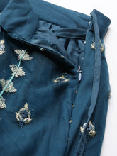 Load image into Gallery viewer, Navy Blue Net Sequinse Work Semi-Stitched Lehenga &amp; Unstitched Blouse, Dupatta Clothsvilla