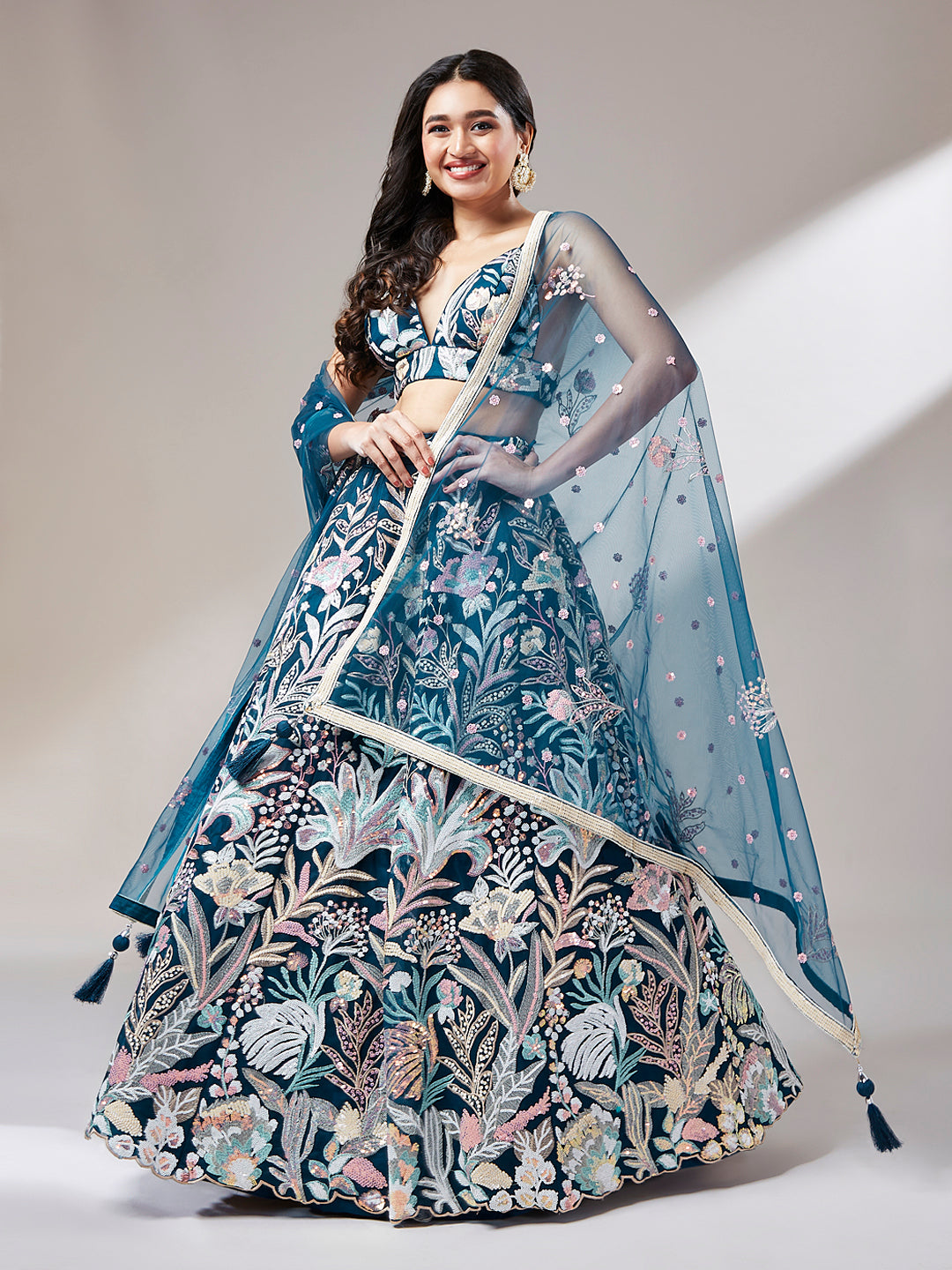 Buy Blue Malay Satin Silk Embroidred Zari Work Wedding Wear Lehenga Choli  Online