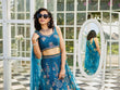 Load image into Gallery viewer, Navy Blue net with Coding &amp; Zarkan embroidery Semi-Stitched Lehenga choli &amp; Dupatta ClothsVilla
