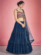 Load image into Gallery viewer, Navy Blue Pakistani Georgette Lehenga Choli For Indian Festivals &amp; Weddings - Sequence Embroidery Work, Thread Embroidery Work, Mirror Work Clothsvilla