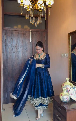Navy blue Indian Gowns - Buy Indian Gown online at Clothsvilla.com Navy blue Indian Gowns - Buy Indian Gown online at Clothsvilla.com