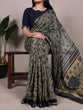 Load image into Gallery viewer, Navy Blue Printed Chanderi Polyester Viscose Saree with Zari Weaving Work &amp; Unstitched Blouse — Festive &amp; Traditional Party Wear Saree for Women ClothsVilla