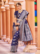 Load image into Gallery viewer, Marvelous Navy Blue Pure Banarasi Silk Saree with Magnetic Blouse Piece ClothsVilla