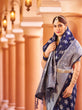 Load image into Gallery viewer, Marvelous Navy Blue Pure Banarasi Silk Saree with Magnetic Blouse Piece ClothsVilla