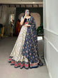 Load image into Gallery viewer, Navy Blue Pure Cotton Lehenga Choli Set with Laheriya Print ClothsVilla