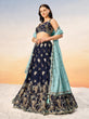 Load image into Gallery viewer, Navy Blue Pure Georgette with heavy Sequins embroidery Semi-Stitched Lehenga choli &amp; Dupatta ClothsVilla.com