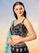 Load image into Gallery viewer, Navy Blue Pure Georgette with heavy Sequins embroidery Semi-Stitched Lehenga choli &amp; Dupatta ClothsVilla.com