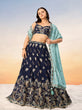Load image into Gallery viewer, Navy Blue Pure Georgette with heavy Sequins embroidery Semi-Stitched Lehenga choli &amp; Dupatta ClothsVilla.com