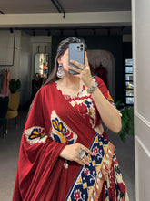 Load image into Gallery viewer, Navy Blue Rayon Printed Silk Lehenga Choli with Gota Patti &amp; Cowrie Detailing ClothsVilla