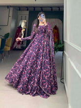 Load image into Gallery viewer, Navy Blue Ready-to-Wear Georgette Gown with Matching Dupatta ClothsVilla