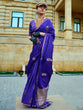 Load image into Gallery viewer, Navy Blue Regal Banarasi Satin Silk Saree – Timeless Elegance ClothsVilla