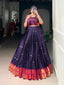 Navy Blue Regal Poly Cotton Zari Weaving Work Lehenga Set – Stitched 5-Meter Flair Lehenga with Matching Blouse & Koti ClothsVilla