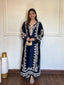 Navy Blue Satin Rayon Kaftan Set with ClothsVilla