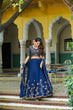 Load image into Gallery viewer, Navy Blue Silk Lehenga Choli ClothsVilla