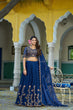 Load image into Gallery viewer, Navy Blue Silk Lehenga Choli ClothsVilla