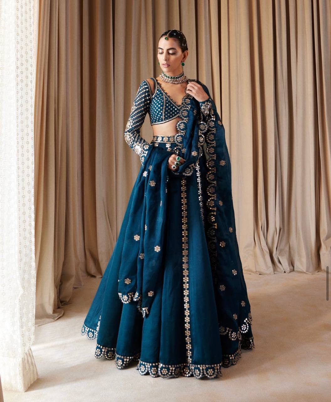 Blue Stunning Malai Silk Lehenga Set with Sequins & Zari Work — The Perfect Fit in a Mesmerizing Hue ClothsVilla Main image