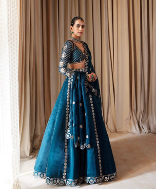 Blue Stunning Malai Silk Lehenga Set with Sequins & Zari Work — The Perfect Fit in a Mesmerizing Hue ClothsVilla