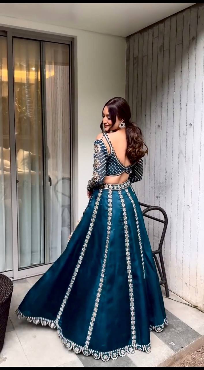 Blue Stunning Malai Silk Lehenga Set with Sequins & Zari Work — The Perfect Fit in a Mesmerizing Hue ClothsVilla