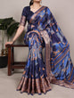 Load image into Gallery viewer, Navy Blue Tasar Silk Printed Saree ClothsVilla