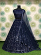 Load image into Gallery viewer, Navy Elegant Heavy Georgette Embroidered Lehenga Set ClothsVilla