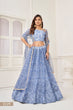 Load image into Gallery viewer, Neon Blue Butterfly Net Lehenga Set with Mirror Handwork and Elegant Embroidery