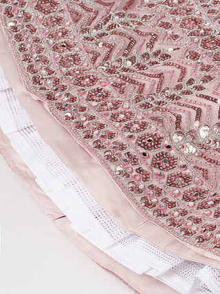Net Mirror & Sequins Embroiderey Semi-Stitched Lehenga Choli