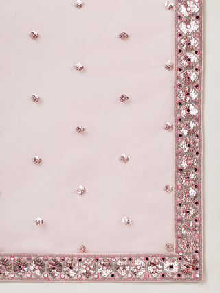 Net Mirror & Sequins Embroiderey Semi-Stitched Lehenga Choli