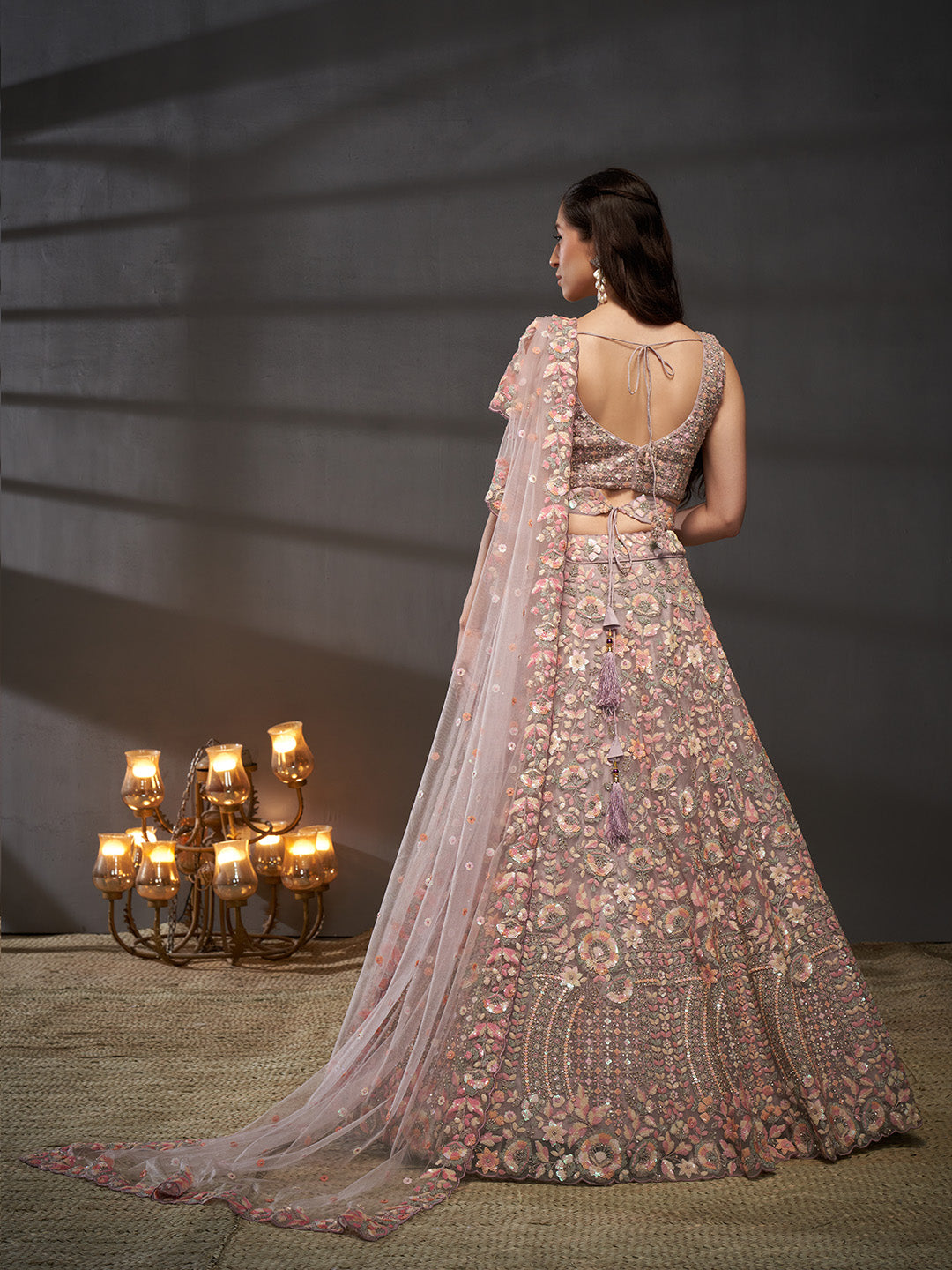 Net Multi Sequins with heavy Zarkan Embroidered Semi-Stitched Lehenga Choli with Dupatta Clothsvilla