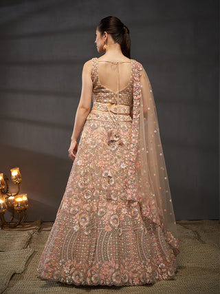 Net Multi Sequins with heavy Zarkan Embroidered Semi-Stitched Lehenga Choli with Dupatta Clothsvilla
